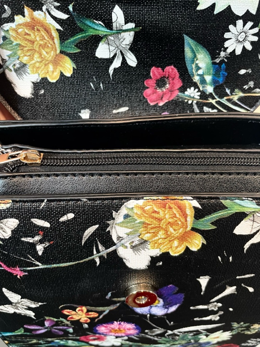 NEW Floral Print Black Backpack Purse - Picture 7 of 10